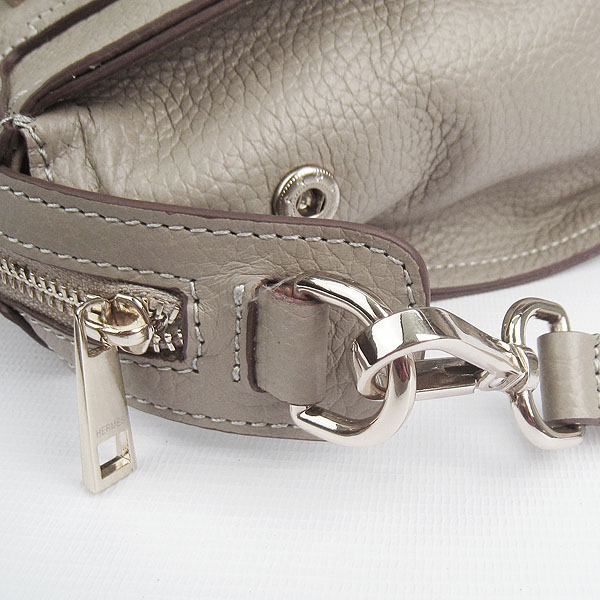 Fake Hermes New Arrival Double-duty leather handbag Grey 60669